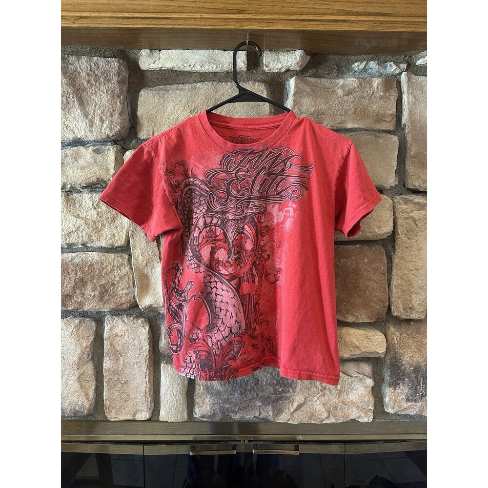 MMA Elite T-Shirt Boys Youth Sz 14/16 XL Red Dragon Y2K Grunge Skater Graphic